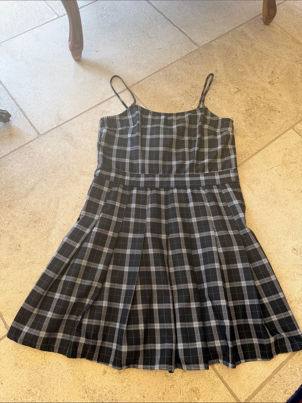 H&M Black and Gray Plaid Mini Dress